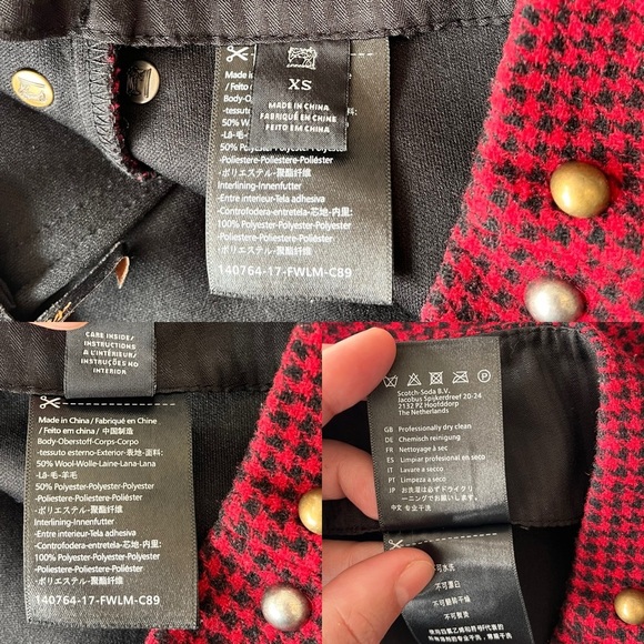 Scotch & Soda Wool Houndstooth Skirt XS Red / White - Picture 8 of 11